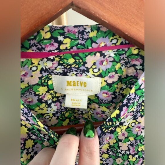 Maeve Anthropologie Ashleigh Floral Puff Sleeve Button-Down Blouse – Size Small - Picture 6 of 8